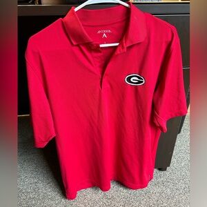 Mens Georgia Bulldogs Red Antigua Polo size S